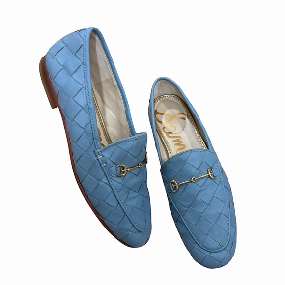 Sam Edelman Loraine Woven Leather Loafers Aspen Sky Blue Size 8 - Picture 2 of 9